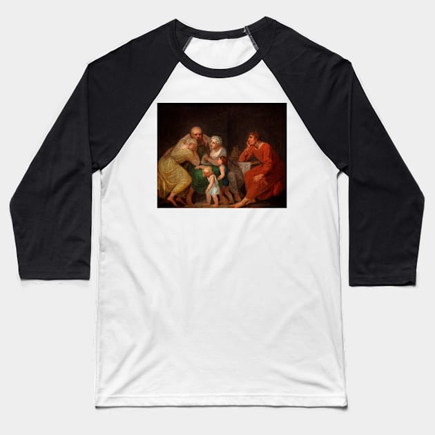 A Farewell Scene by Nicolai Abildgaard Baseball T-Shirt by Classic Art Stall